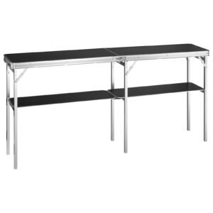 extra long folding portable bar table tradeshow podium table for indoor outdoor party picnic exhibition includes carrying case storage shelf and black skirt 7795 x 1516 x 3465 4.jpg