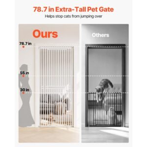 extra tall pet gate for cats 28 34 in adjustable width 787 in high dog gate with pressure mount kit and wall mount kit 12 in narrow bar spacing for stairs doorways and house white 1.jpg