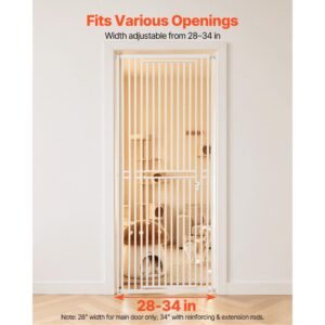 extra tall pet gate for cats 28 34 in adjustable width 787 in high dog gate with pressure mount kit and wall mount kit 12 in narrow bar spacing for stairs doorways and house white 2.jpg