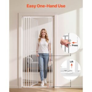extra tall pet gate for cats 28 34 in adjustable width 787 in high dog gate with pressure mount kit and wall mount kit 12 in narrow bar spacing for stairs doorways and house white 4.jpg