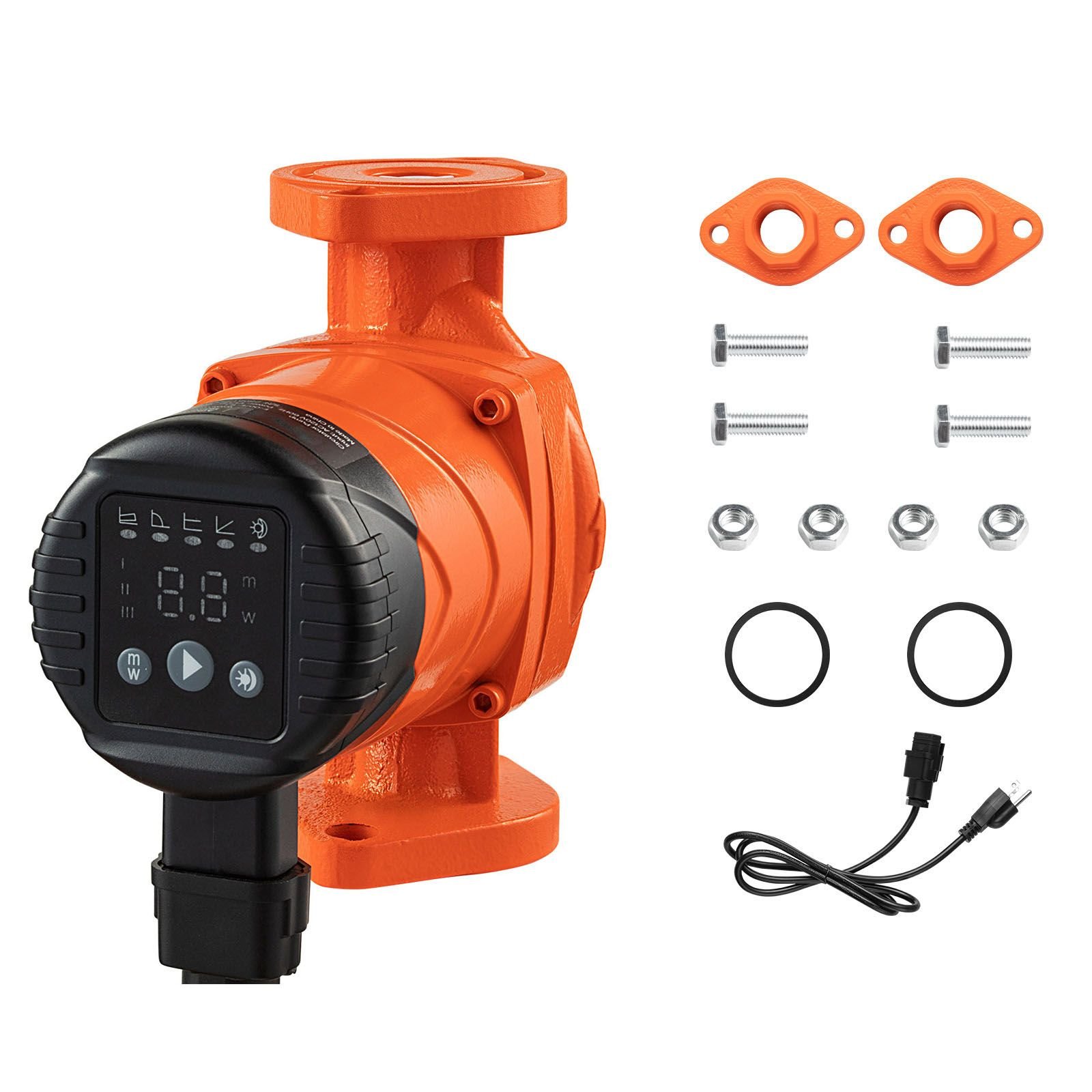 f 007e 1f1 high efficiency circulator pump, 16 gpm, 120v 20 ft cast iron hot water recirculating circulation pump, 1 in flange connection, check valve, quiet operation, for home heating system