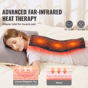 far infrared heating pad 12 x 24 weighted heating pad with far infrared therapy 4 temperature settings 2 hour auto off electric heating pad for back neck shoulder abdomen pain relief 1.jpg