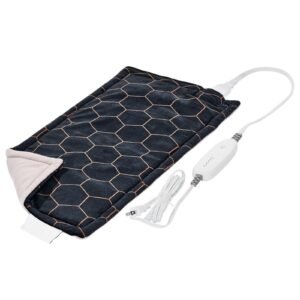 Far Infrared Heating Pad, 12" x 24" Weighted Heating Pad with Far Infrared Therapy, 4 Temperature Settings, 2-hour Auto-off, Electric Heating Pad for Back Neck Shoulder Abdomen Pain Relief