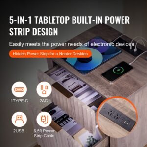 farmhouse end table set of 2 nightstand with charging station 3 tiers side table with storage cabinet and 2 drawers side table with usb ports and outlets ideal for living room bedroom gray 1.jpg