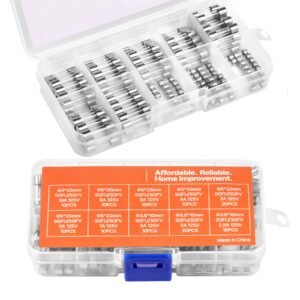 Fast-Blow Glass Fuses Assortment Kit, 120 Pcs 125 Volt, 5 x 20 mm 1A 2A 3A 4A 5A 8A 10A, 3.6 x 10 mm 2.5A 3A 5A Tube Fuses, Suitable for Electrical Boxes, LED Strips, Electronics, Appliances