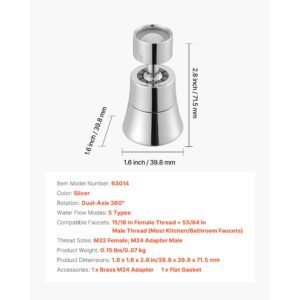 faucet aerator 360 swivel kitchen sink aerator 5 function 5 flow sink sprayer attachment bathroom faucet extender head replacement for 1516 inch female thread with adapter 5564 inch male 3.jpg