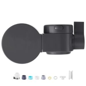 Faucet Mount Water Filter, Horizontal Water Purifier for Sink Tap, Carbon Fiber Filters, Removes Chlorine Lead with 1 Filter, Fits Most Kitchen or Bathroom Faucets, Gray