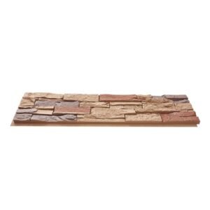 Faux Stacked Stone Panel, 45.6 x 12.8 in Artificial Stone Wall Panels, High-Density PU Stones Siding Panel, Easy to Cut, Rock Panels for Interior and Exterior Decorations, Brick Red