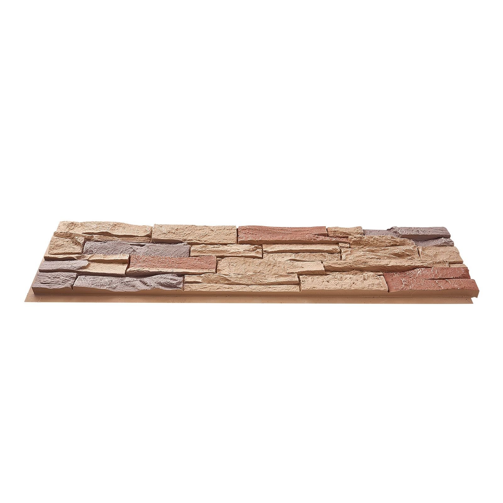 faux stacked stone panel, 45.6 x 12.8 in artificial stone wall panels, high density pu stones siding panel, easy to cut, rock panels for interior and exterior decorations, brick red