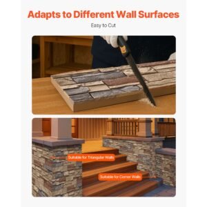 faux stacked stone panel, 45.6 x 12.8 in artificial stone wall panels, high density pu stones siding panel, easy to cut, rock panels for interior and exterior decorations, brick red