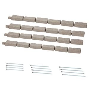 Faux Stone Landscape Edging, 46.4 x 2.2 in Realistic Lawn Edging, Flexible Brick-Sized Garden Edging Border with Anchoring Spikes, Fade-Resistant Yard Edging for Driveways Walkway Beige