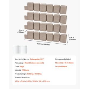 faux stone landscape edging 472 x 9 in realistic lawn edging flexible brick sized garden edging border with anchoring spikes fade resistant yard edging for driveways walkway beige 3.jpg