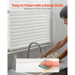 faux wood blinds 2 slat 345 w x 60 h cordless window blinds and shades with decorative board easy to clean and simple light adjustment for room darkening home interior windows white 2.jpg