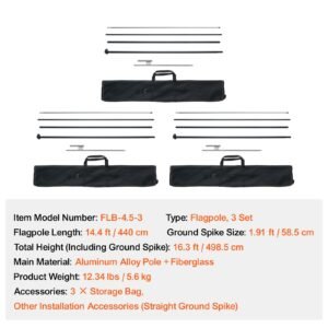 feather flag pole kit 3 packs swooper flag pole 163 ft sign flag poles for business advertising flags outdoor with ground stakes and a carrying bag flag not included 4.jpg