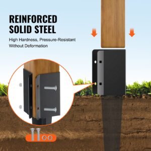 fence post anchor ground spike 4 pack 24 x 4 x 4 inches outer diameter inner diameter 35 x35 inches metal black powder coated post stake ground for mailbox deck garden railing 1.jpg