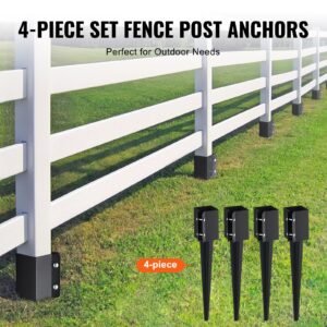 fence post anchor ground spike 4 pack 24 x 4 x 4 inches outer diameter inner diameter 35 x35 inches metal black powder coated post stake ground for mailbox deck garden railing 4.jpg