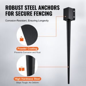 fence post anchor ground spike 8 pack 36 x 4 x 4 inches outer diameter inner diameter 35 x35 inches metal black powder coated post stake ground for mailbox deck garden railing 2.jpg