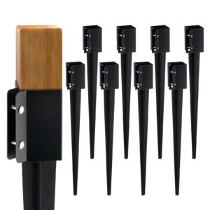 fence post anchor ground spike 8 pack 36 x 4 x 4 inches outer diameter inner diameter 35 x35 inches metal black powder coated post stake ground for mailbox deck garden railing.jpg