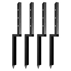 Fence Post Anchor Repair Kit, 4 Pack Inner Diameter 2 x2 Inches Heavy Duty Steel Fence Post Support Stakes, Anchor Ground Spike for Repair Tilted, Broken Wood Fence Post