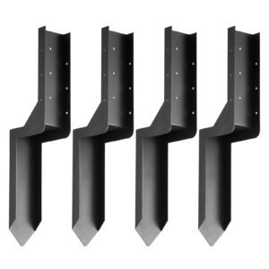 Fence Post Anchor Repair Kit, 4 Pack Inner Diameter 3.5 x3.5 Inches Heavy Duty Steel Fence Post Support Stakes, Anchor Ground Spike for Repair Tilted, Broken Wood Fence Post, Enveloping