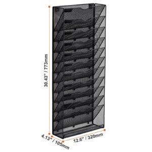 file wall rack one piece 12 pockets mesh wall file holder wall mounted magazine mail paper document storage folder metal wall file organizer with nametag label for office home school 2.jpg