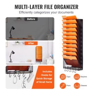 file wall rack one piece 12 pockets mesh wall file holder wall mounted magazine mail paper document storage folder metal wall file organizer with nametag label for office home school 4.jpg
