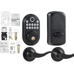 fingerprint door lock with level handles fingerprintkeypad codekey one time and anti peeking password constant unlock mode aluminum alloy electronic keypad deadbolt for entry doors.jpg