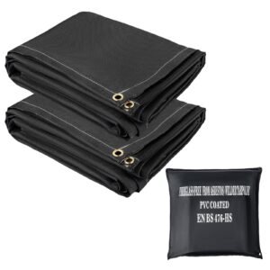 Fire Blankets, 2 Pack Welding Blankets, 6' x 10' Fire Suppression Blanket, 1022 Fahrenheit Flame Retardant Blanket, Fiberglass Fire Retardant Blanket with 8 Brass Gromme