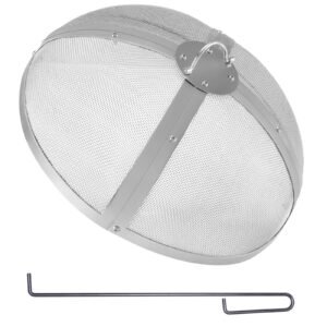 Fire Pit Spark Screen Round 20", Reinforced Heavy Duty Steel Metal Cover, Outdoor Firepit Lid, Easy-Opening Top Screen Covers Round with Ring Handle for Outdoor Patio Fire Pits Backyard