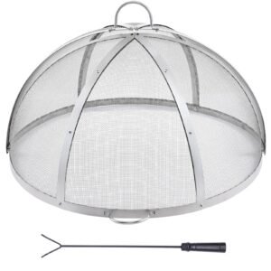 Firepit Spark Screen Lid, 30" Diameter, Outdoor Firepit Ring Cover Round Accessories, Fire Pit Metal Cover, Easy-Opening Stainless Steel Fire Ring Covers for Outdoor Patio Fire Pits Backyard