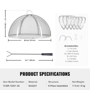 firepit spark screen lid 36 diameter outdoor firepit ring cover round accessories fire pit metal cover easy opening stainless steel fire ring covers for outdoor patio fire pits backyard 3.jpg