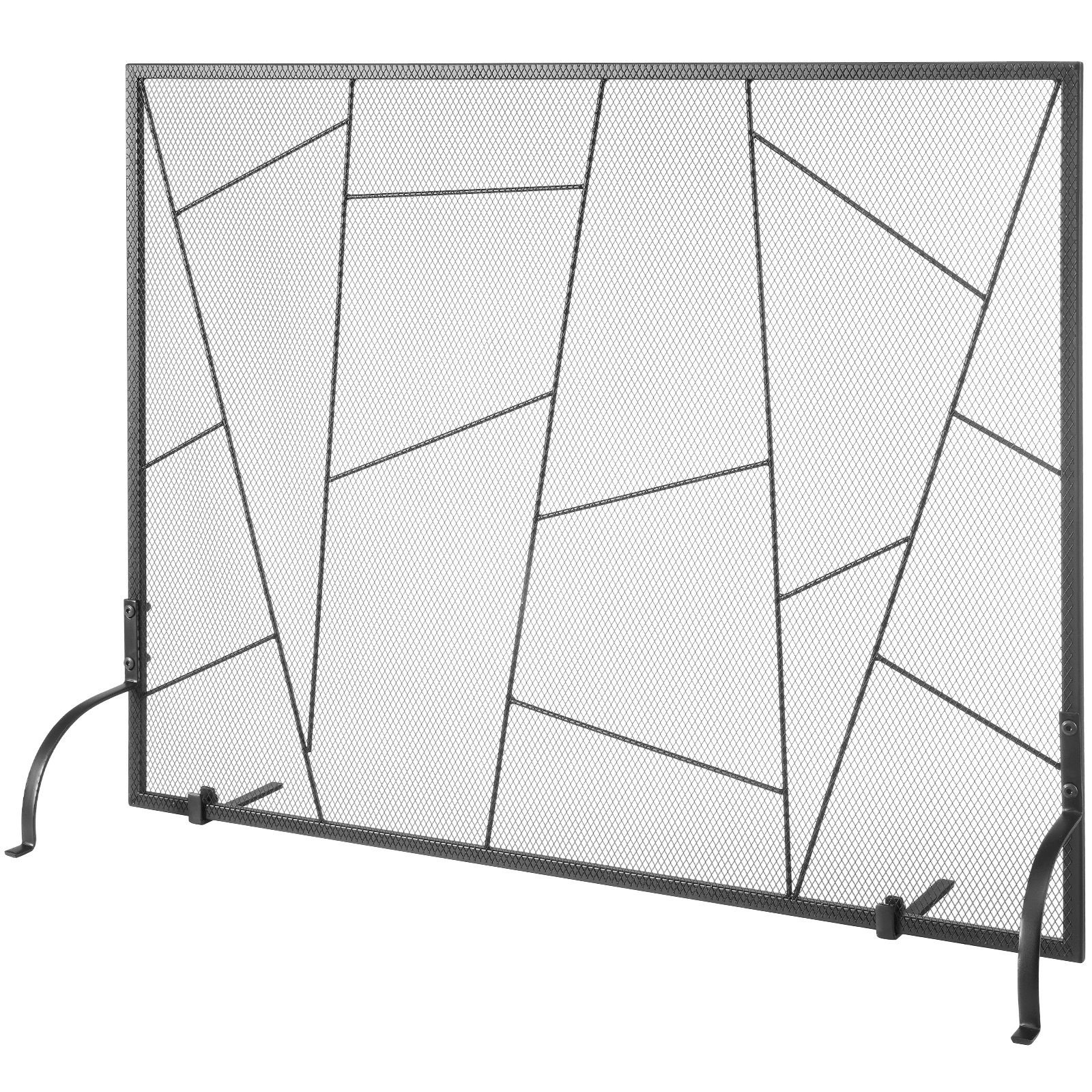 fireplace screen single panel sturdy iron mesh fireplace screen 356l x284h spark guard cover simple installation free standing fire fence grate for living room home decor modern.jpg