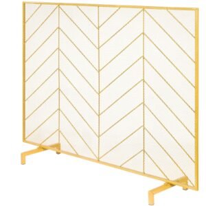 fireplace screen single panel sturdy iron mesh fireplace screen 386l x298h spark guard cover simple installation free standing fire fence grate for living room home decor modern 1.jpg