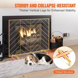 fireplace screen single panel sturdy iron mesh fireplace screen 386l x298h spark guard cover simple installation free standing fire fence grate for living room home decor modern 5.jpg