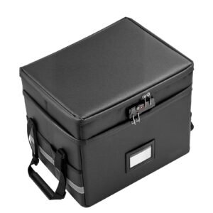Fireproof Document Box, 1832 Fahrenheit Heat Insulated Fireproof & Waterproof Box with Lock, Portable Two-Layer File Storage Organizer Home Travel Use, for Passports, Important Documents, Files