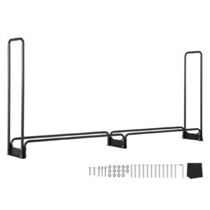 Firewood Rack with Waterproof Cover, 101 x 14 x 46 in Outdoor Firewood Holder, 660lb Weight Capacity, 1/2 Cord Log Holder, Half-Covered, Powder-coated Wood Storage Rack for Fireplace Deck