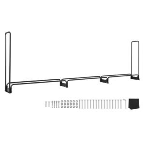 Firewood Rack with Waterproof Cover, 150 x 14 x 46 in Outdoor Firewood Holder, 660lb Weight Capacity, 1/2 Cord Log Holder, Half-Covered, Powder-coated Wood Storage Rack for Fireplace Deck
