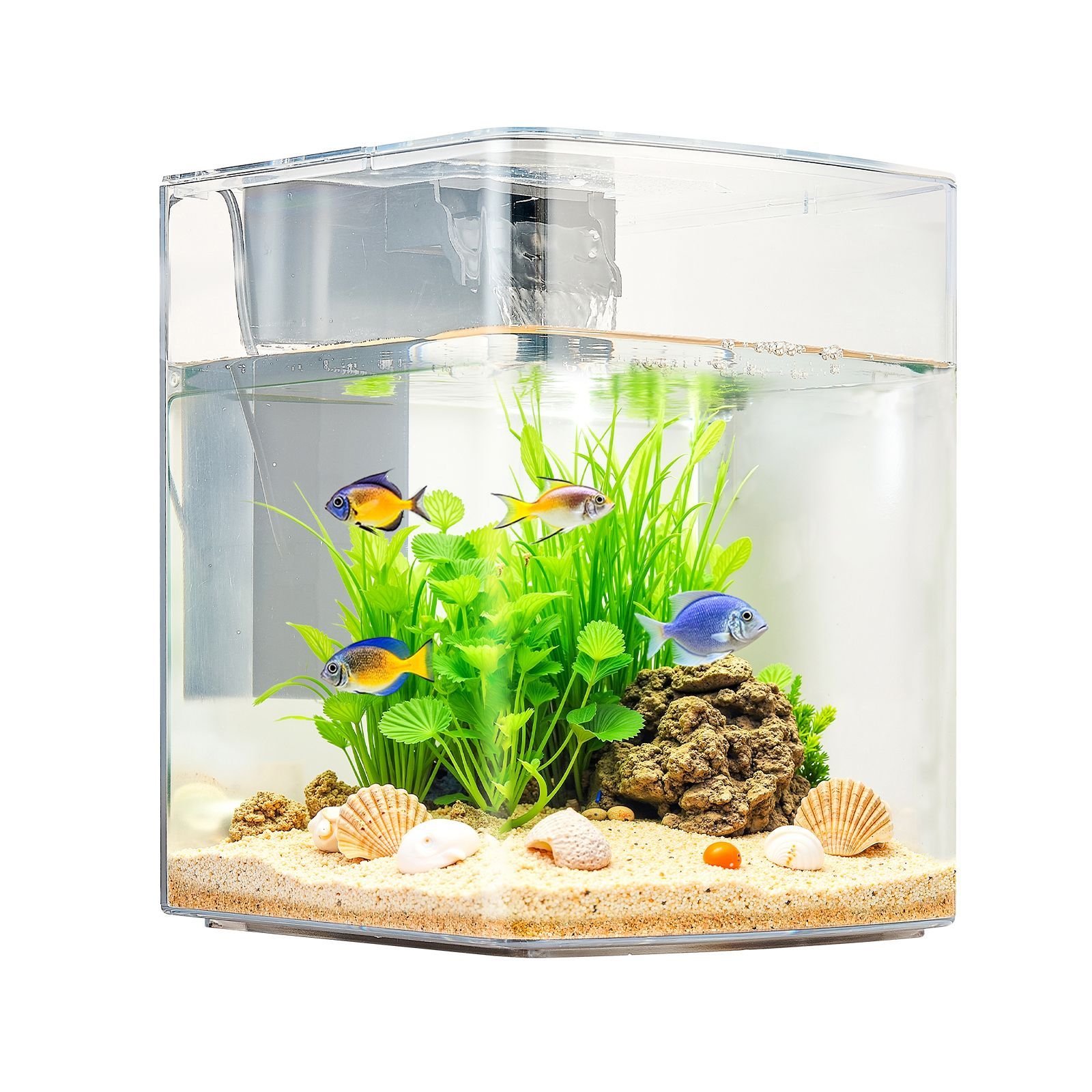 fish tank aquarium 2 gallon arch ultra clear gpps starter smart tank adjustable 3 color lighting self cleaning system fishbowl for freshwater saltwater fish home office or pet use.jpg