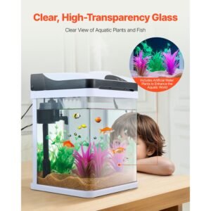 fish tank aquarium 2 gallon led square ultra clear glass tank temperature monitoring adjustable 7 color lighting self cleaning system fishbowl for freshwater saltwater fish homeofficepet 3.jpg