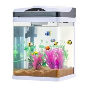 fish tank aquarium 2 gallon led square ultra clear glass tank temperature monitoring adjustable 7 color lighting self cleaning system fishbowl for freshwater saltwater fish homeofficepet 5.jpg