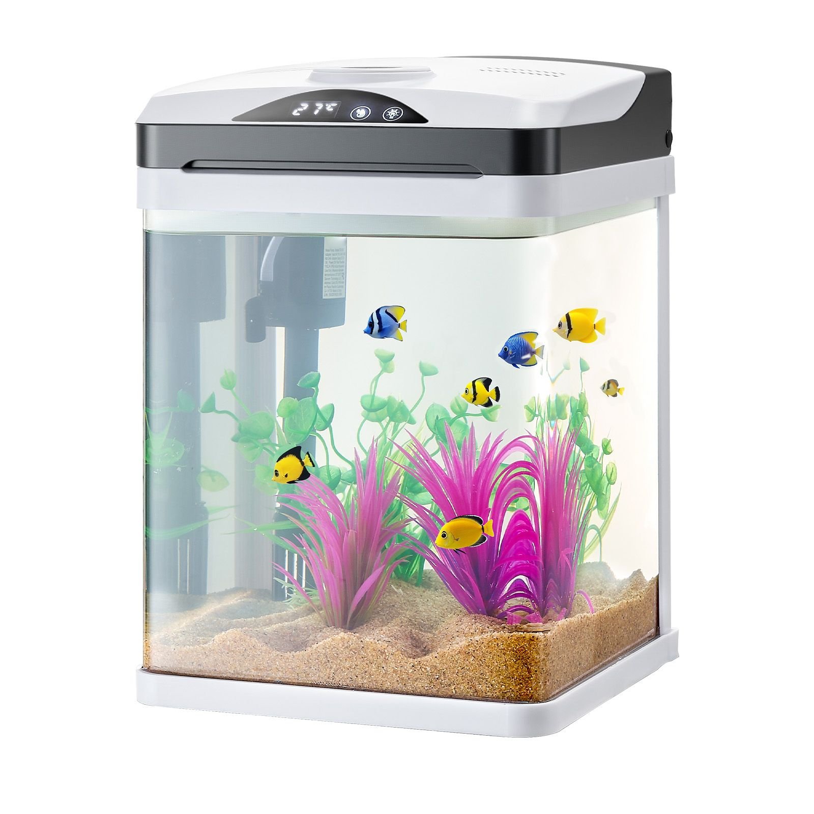 fish tank aquarium 2 gallon led square ultra clear glass tank temperature monitoring adjustable 7 color lighting self cleaning system fishbowl for freshwater saltwater fish homeofficepet.jpg