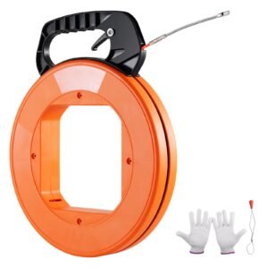 Fish Tape, 100-foot, 1/4-inch, PET Wire Puller with Optimized Housing and Handle, Easy-to-Use Cable Puller Tool, Flexible Wire Fishing Tools for Walls and Electrical Conduit, Non-Conductive