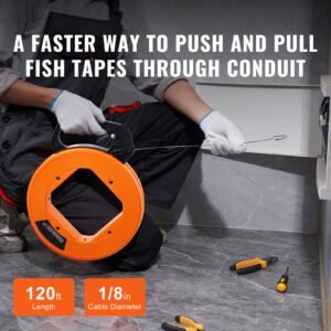 fish tape 120 foot 18 inch steel wire puller with optimized housing and handle easy to use cable puller tool flexible wire fishing tools for walls and electrical conduit non conductive 1.jpg
