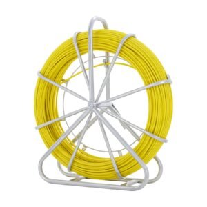 fish tape fiberglass 425 ft 14 inch duct rodder fishtape wire puller cable running rod with steel reel stand 3 pulling heads fishing tools for walls and electrical conduit non conductive 4.jpg