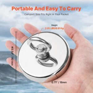 fishing magnet 1000 lbs454 kg pulling force super strong neodymium fishing magnet rare earth magnet with handle diameter 272 in69 mm for retrieving in river magnetic fishing heavy hanging 4.jpg