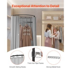 fitting room dressing room with thick polyester curtains privacy space with shading curtain and a hook for boutique mall tailors store outdoor 39 x 37 x 79 in black and gray white 15.jpg