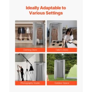fitting room dressing room with thick polyester curtains privacy space with shading curtain and a hook for boutique mall tailors store outdoor 39 x 37 x 79 in black and gray white 16.jpg