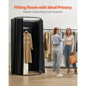 fitting room portable dressing room with thick polyester curtains privacy space with shading curtain and a hook for boutique mall tailors store outdoor activity 39 x 37 x 79 in black 13.jpg