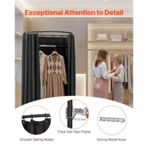 fitting room portable dressing room with thick polyester curtains privacy space with shading curtain and a hook for boutique mall tailors store outdoor activity 39 x 37 x 79 in black 15.jpg