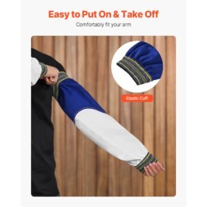 flame resistant welding sleeves, heavy duty sheepskin & fr cotton arm protection sleeves for men women, heat resistant with elastic cuffs for welding, woodworking, blacksmithing